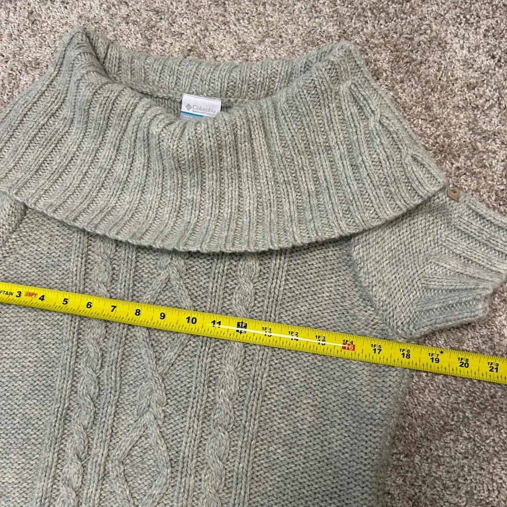 Columbia Wool Blend Gray Cable Knit Off Shoulder Cowl Neck Sweater Women Large